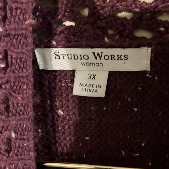 Studio Works Deep Purple Women's Cardigan - Picture 2 of 4